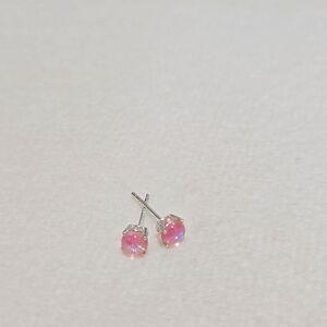 Pink Fire Opal 925 Stud Earrings